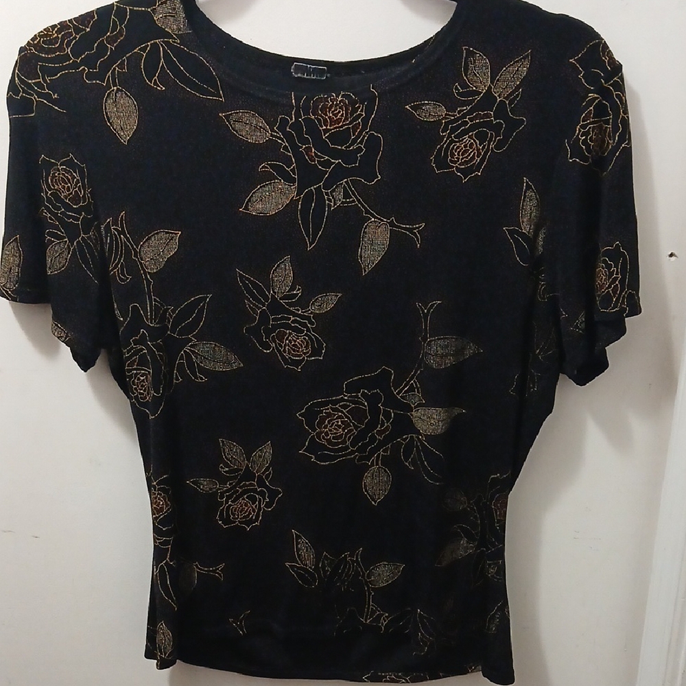 Floral Black and Gold Women's Top